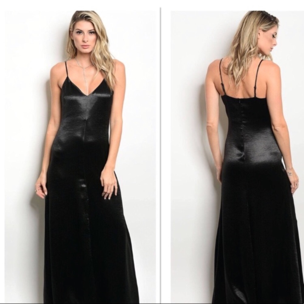 Black Satin Evening Dress